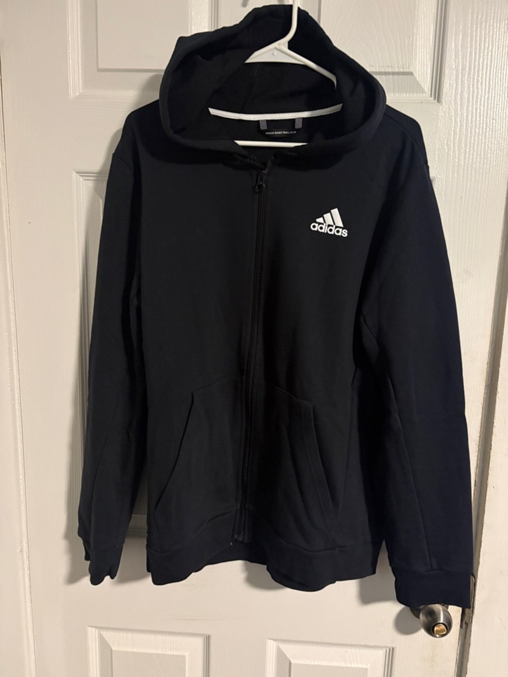 adidas Black Zip-Up Hoodie with White Logo